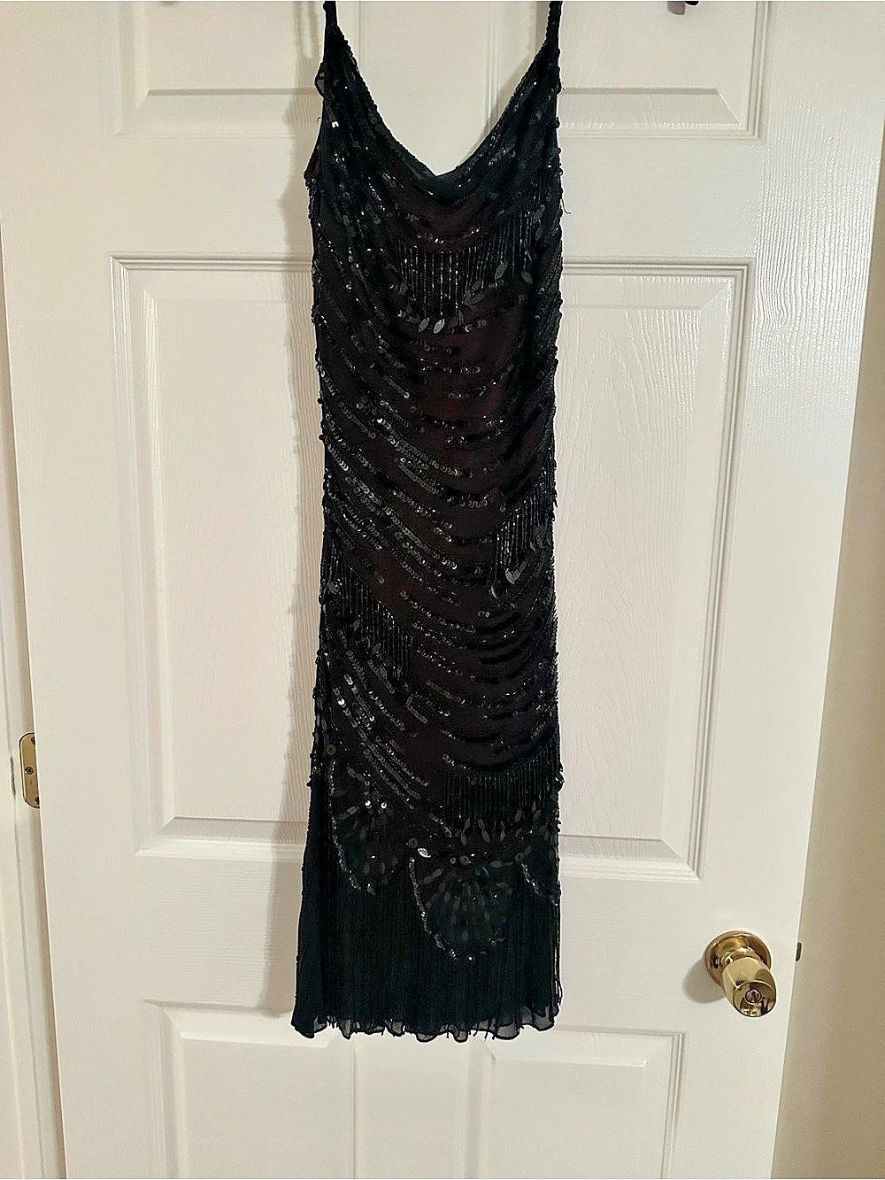 Sue Wong Nocturne Vintage Y2K Beaded Black Red Vampy Silk Dress Size 4